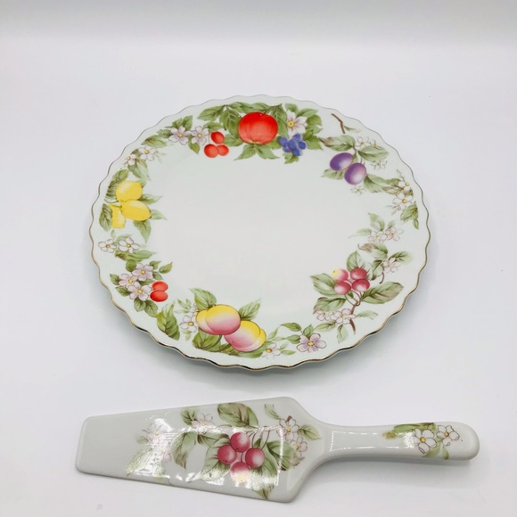 Vintage 1970’s 2 pc. Set Andrea by Sadek porcelain cake/dessert plate and server - Picture 5 of 5